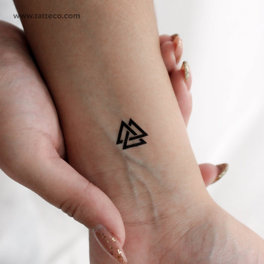 Tatuaje temporal pequeño de Valknut unicursal (juego de 3)