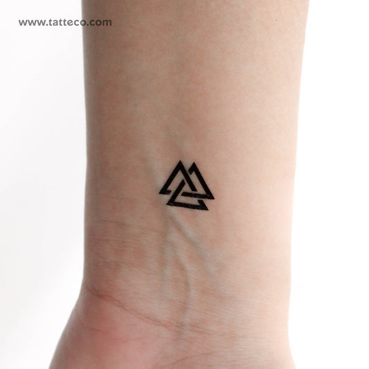 Tatuaje temporal pequeño de Valknut unicursal (juego de 3)