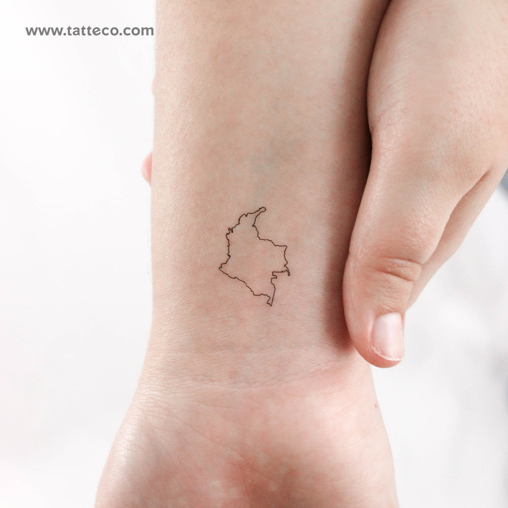 Map Of Colombia Temporary Tattoo - Set of 3