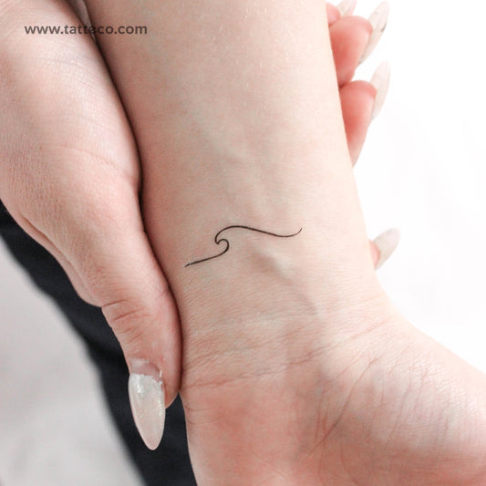 Tatuaje temporal minimalista de ola rompiendo a la izquierda (juego de 3)
