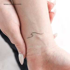 Minimalist Wave Breaking to the Left Temporary Tattoo - Set of 3