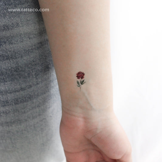 Small Pink Peony Temporary Tattoo by Lena