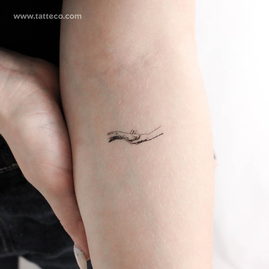 Tatuaje temporal de perro y humano apretándose las manos (juego de 3)