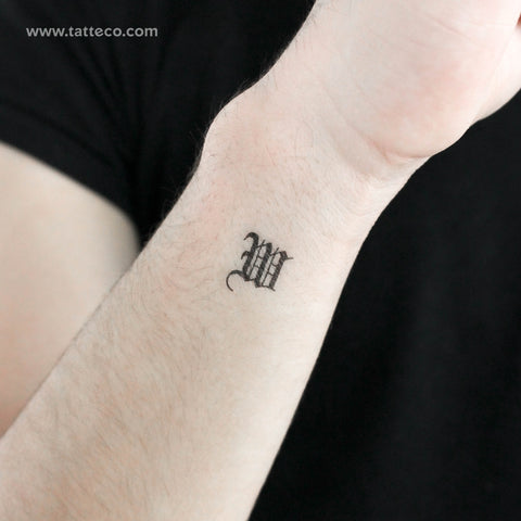 Gothic W Letter Temporary Tattoo - Set of 3