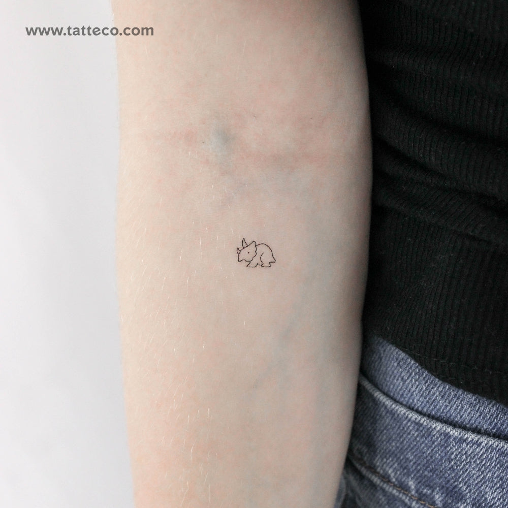 Small Triceratops Temporary Tattoo - Set of 3