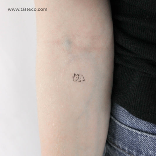 Small Triceratops Temporary Tattoo - Set of 3