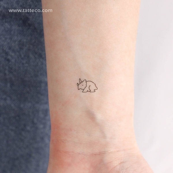 Small Triceratops Temporary Tattoo - Set of 3