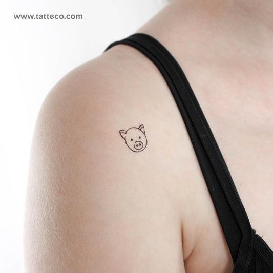 Small Pig Face Temporary Tattoo - Set of 3