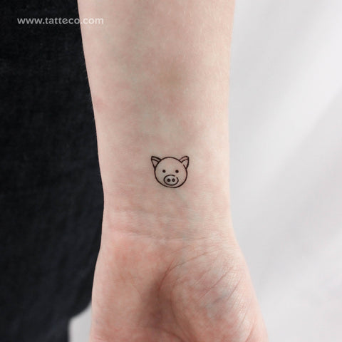 Small Pig Face Temporary Tattoo - Set of 3