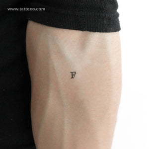 F Uppercase Typewriter Letter Temporary Tattoo - Set of 3