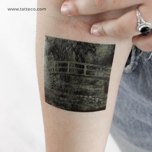 Water Lilies and Japanese Bridge Temporary Tattoo - Set of 3