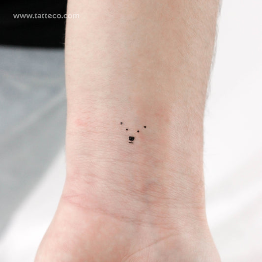 Small Polar Bear Face Temporary Tattoo - Set of 3
