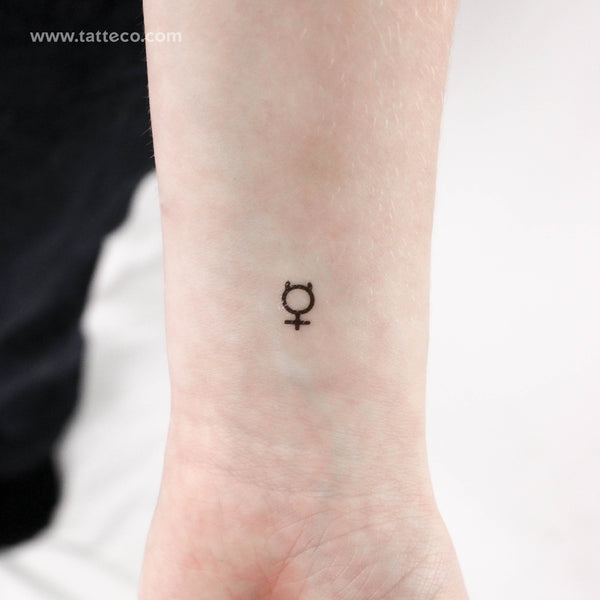 Mercury Planet Symbol Temporary Tattoo - Set of 3