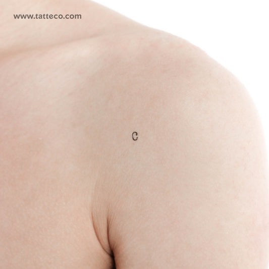 C Lowercase Typewriter Letter Temporary Tattoo - Set of 3