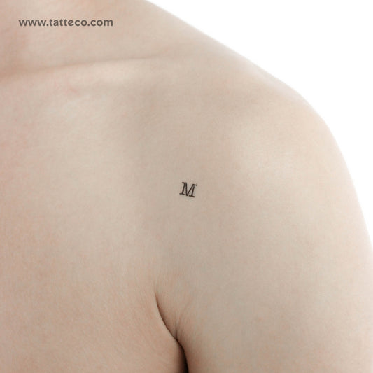 M Uppercase Typewriter Letter Temporary Tattoo - Set of 3
