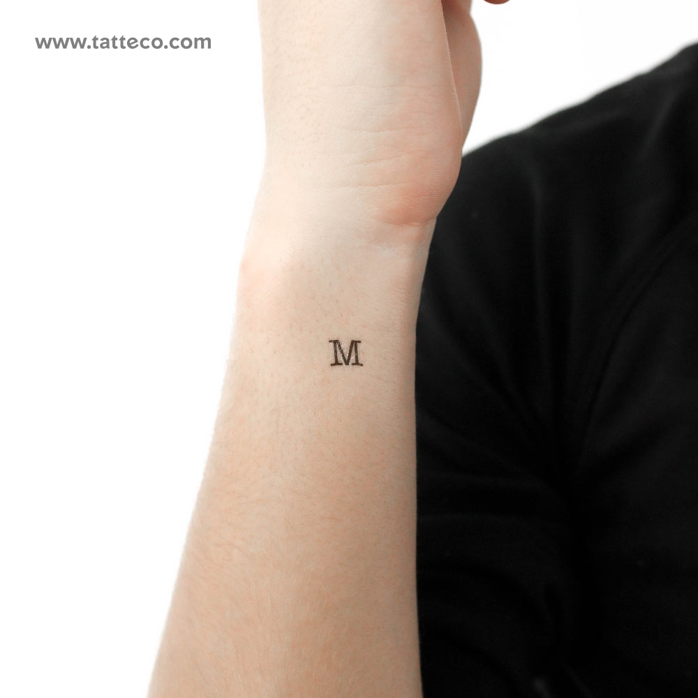 M Uppercase Typewriter Letter Temporary Tattoo - Set of 3
