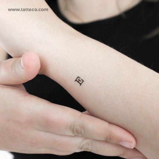 E Uppercase Typewriter Letter Temporary Tattoo - Set of 3