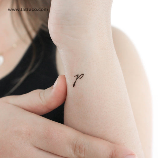 P Handwritten Letter Temporary Tattoo - Set of 3