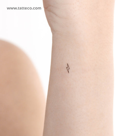 Tiny Lightning Bolt Outline Temporary Tattoo - Set of 3