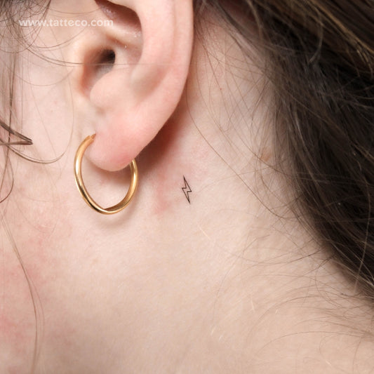 Tiny Lightning Bolt Outline Temporary Tattoo - Set of 3