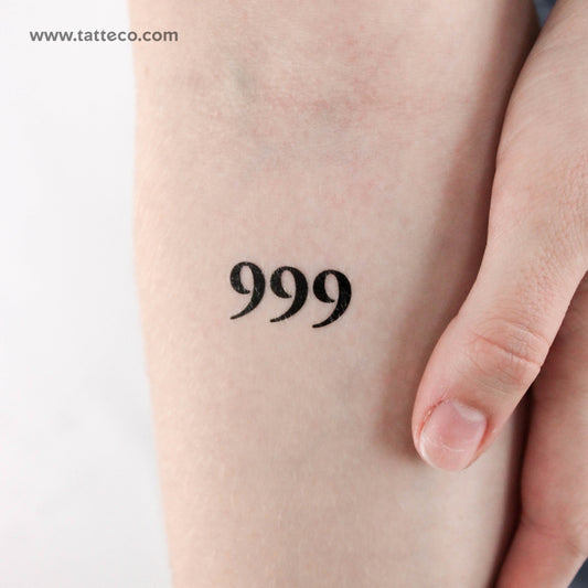 999 Angel Number Temporary Tattoo - Set of 3