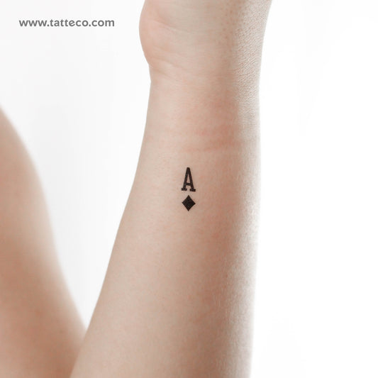 Tatuaje temporal del as de diamantes negro (juego de 3)