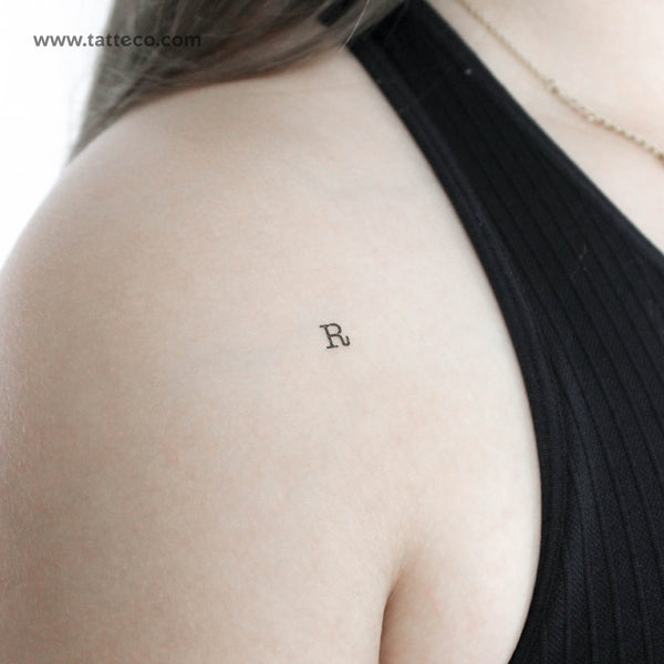 R Uppercase Typewriter Letter Temporary Tattoo - Set of 3