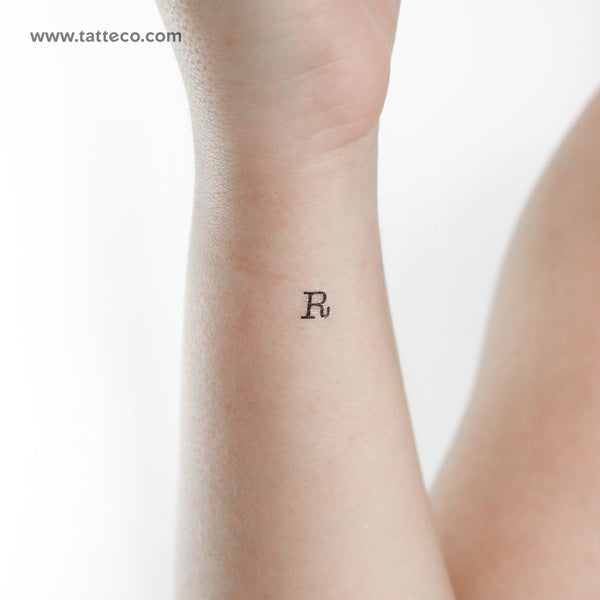 R Uppercase Typewriter Letter Temporary Tattoo - Set of 3