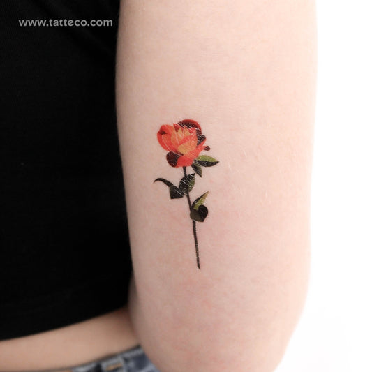 Tatuaje temporal de rosa naranja de Zihee (juego de 3)