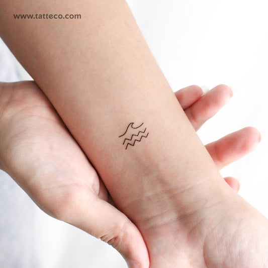 Tatuaje temporal minimalista de mar - Juego de 3