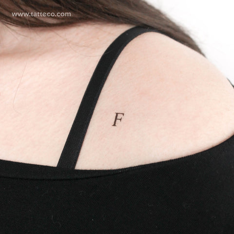F Serif Capital Letter Temporary Tattoo - Set of 3