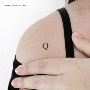 Q Serif Capital Letter Temporary Tattoo - Set of 3