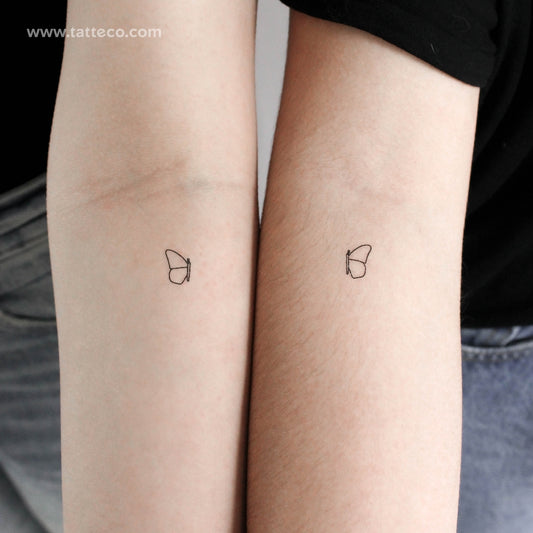 Tatuaje temporal de media mariposa a juego - Juego de 3 + 3