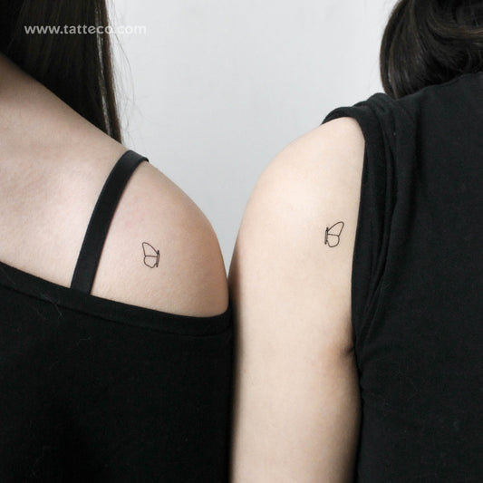Tatuaje temporal de media mariposa a juego - Juego de 3 + 3