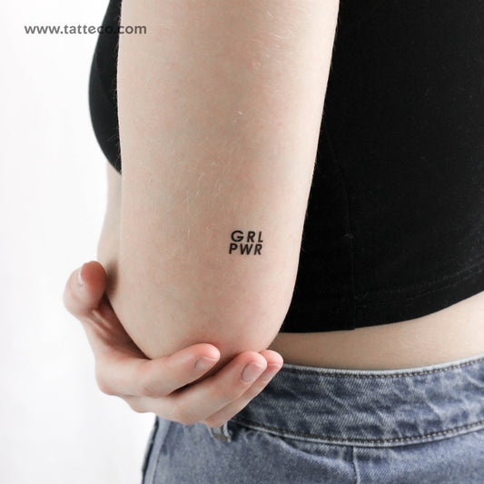 Tatuaje temporal minimalista GRL PWR - Juego de 3