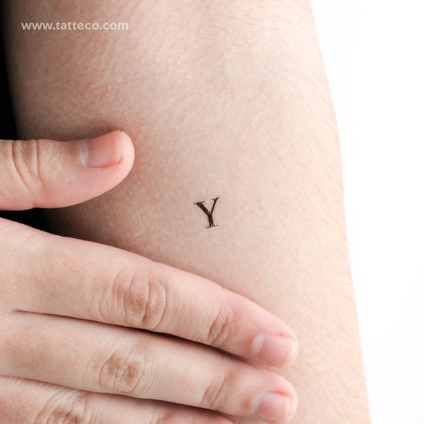 Y Serif Capital Letter Temporary Tattoo - Set of 3