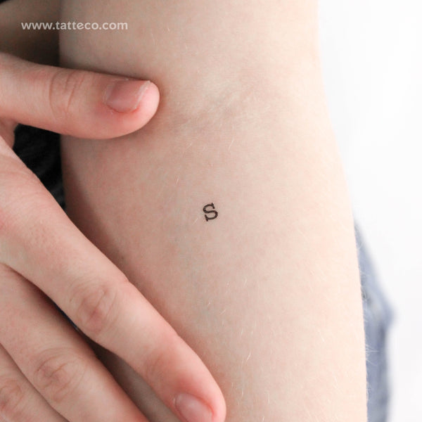 S Lowercase Typewriter Letter Temporary Tattoo - Set of 3