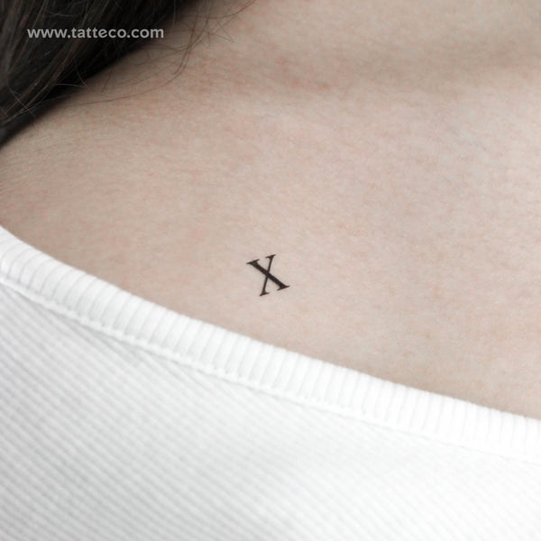 X Serif Capital Letter Temporary Tattoo - Set of 3