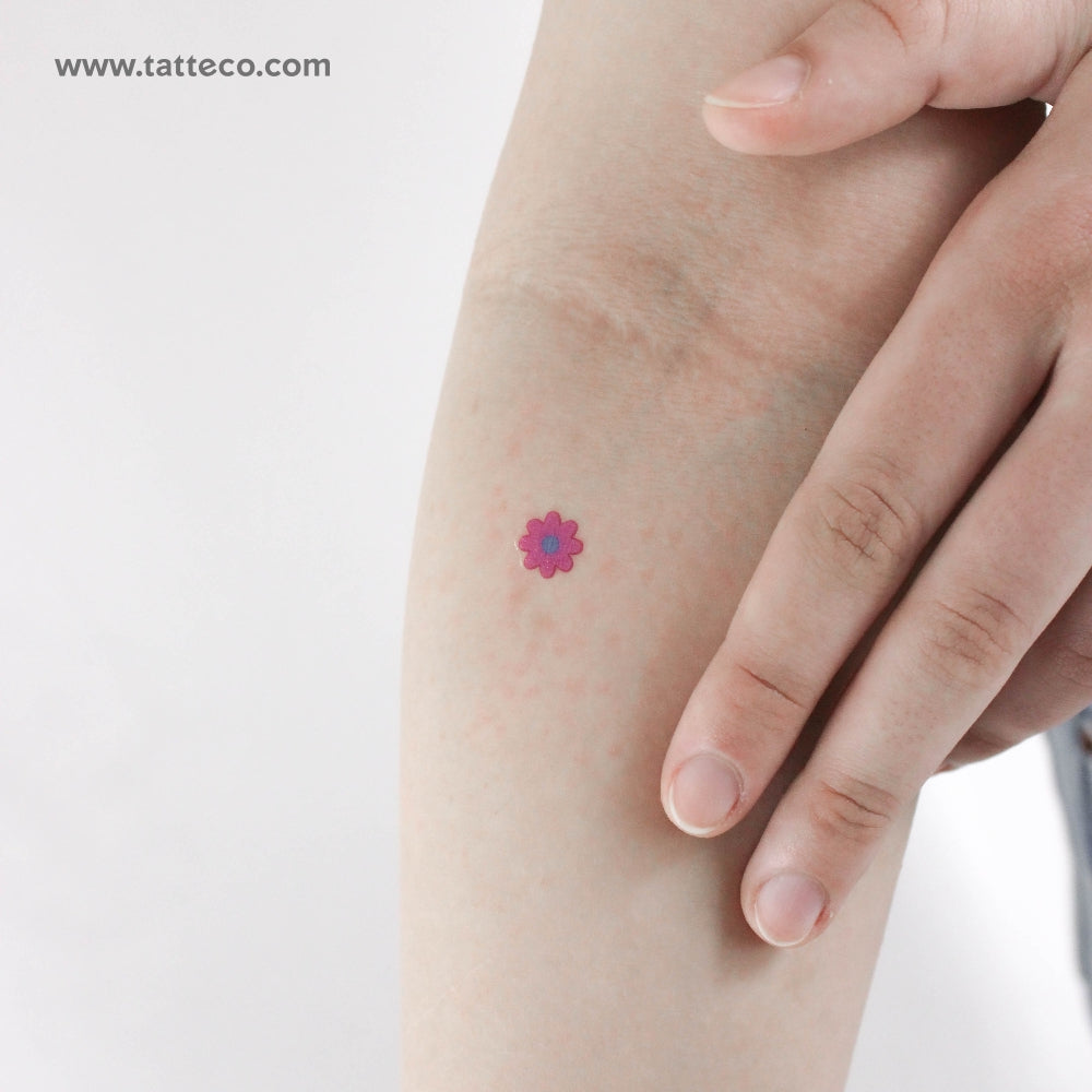 Pink Flower Temporary Tattoo - Set of 3