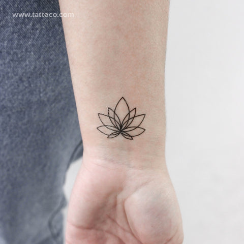 Line Lotus Temporary Tattoo - Set of 3