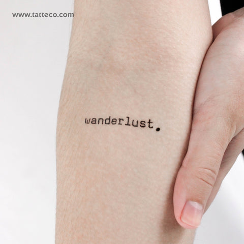 Typewriter Font Wanderlust Temporary Tattoo - Set of 3