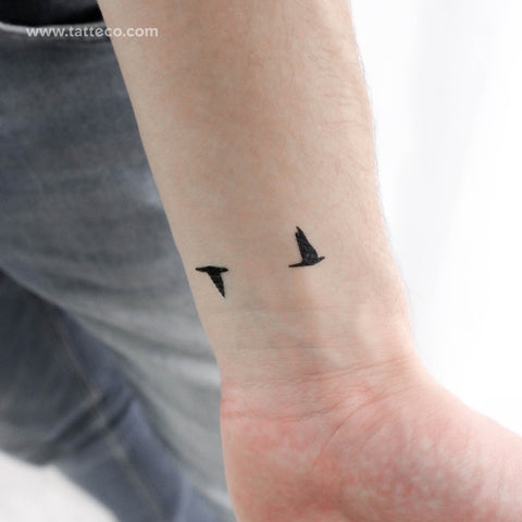 Flying Bird Couple Temporary Tattoo - Set of 3