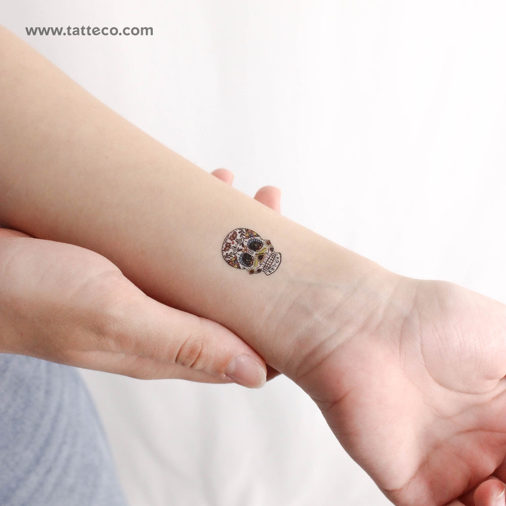 Tatuaje temporal de calavera de azúcar pequeña - Juego de 3
