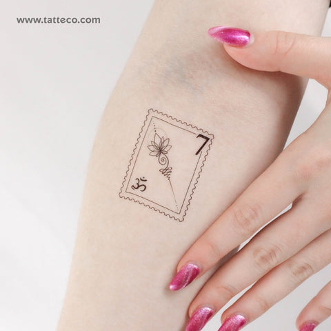 Unalome Lotus Stamp Temporary Tattoo - Set of 3