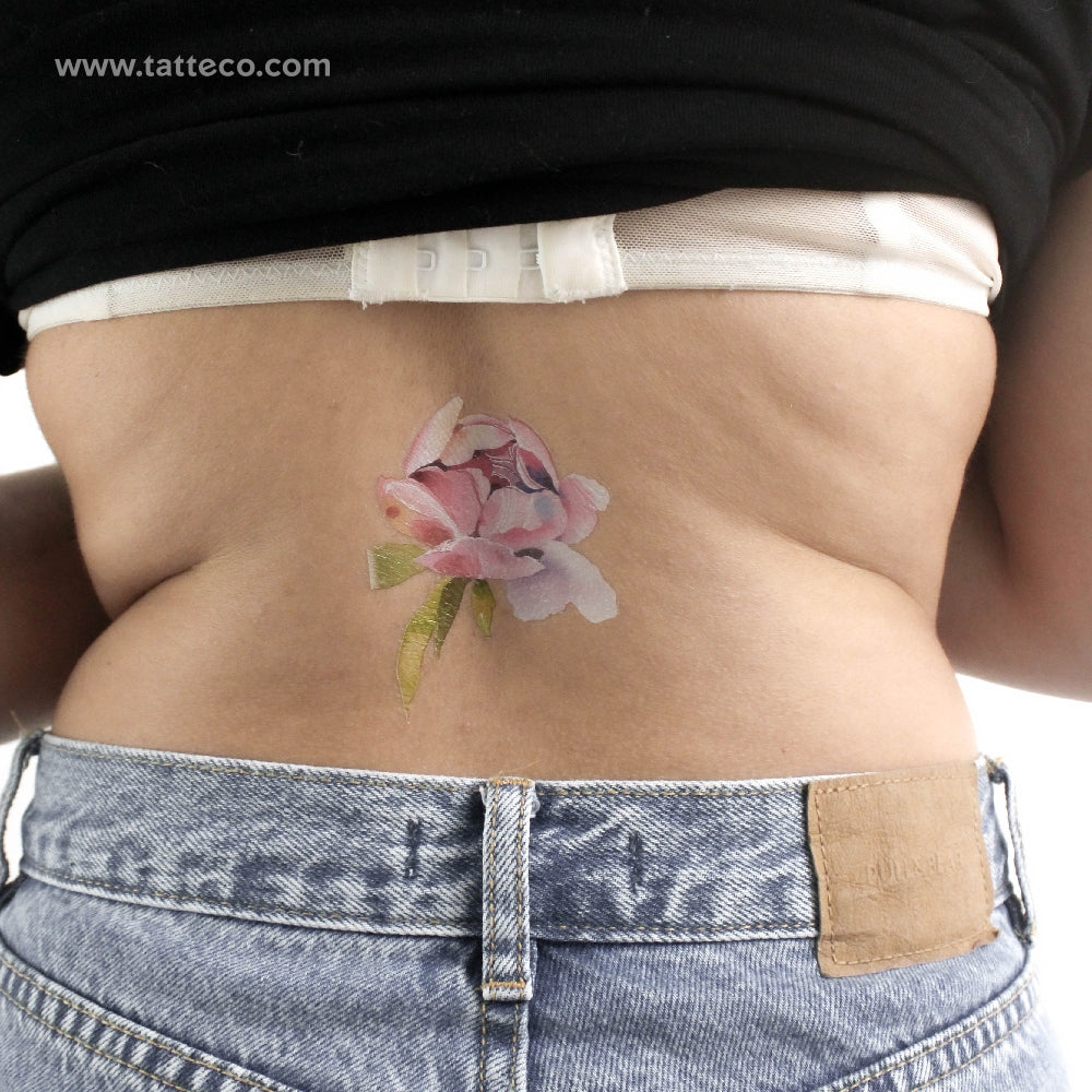Tatuaje temporal de peonía rosa claro de Ann Lilya (juego de 3)