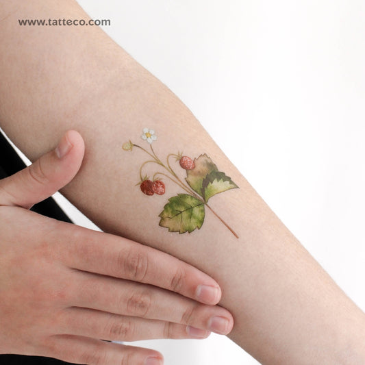 Tatuaje temporal de fresas silvestres de Ann Lilya (juego de 3)