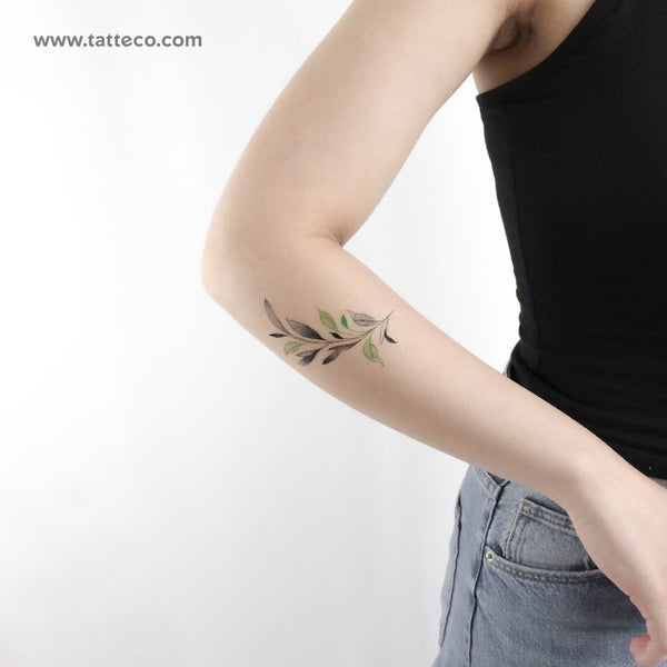 Green And Black Leaves By Ann Lilya Temporary Tattoo - Set of 3