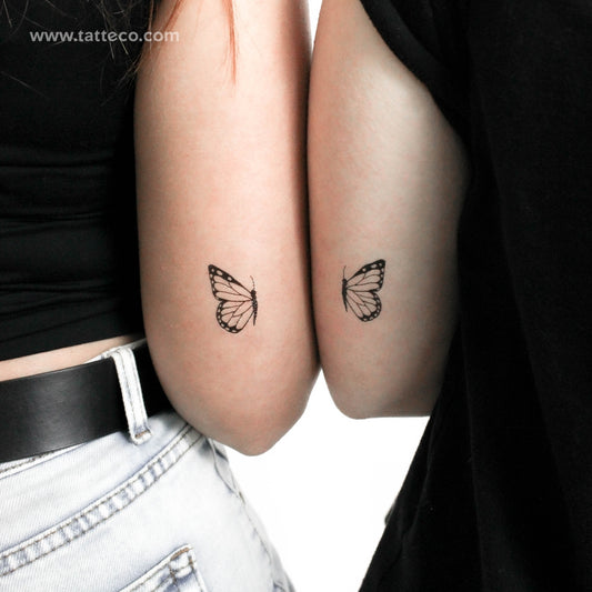 Tatuajes temporales de media mariposa a juego - Juego de 3 + 3