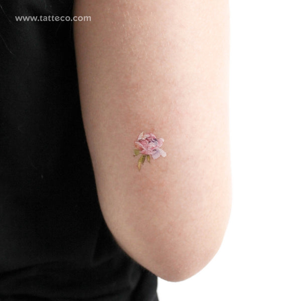 Small Pink Peony By Ann Lilya Temporary Tattoo - Set of 3