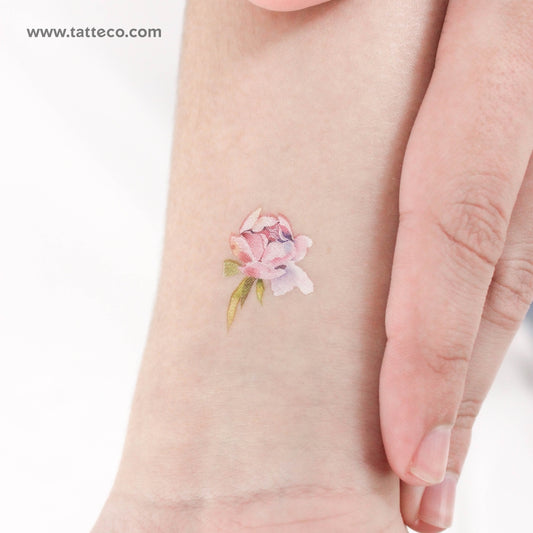 Small Pink Peony By Ann Lilya Temporary Tattoo - Set of 3